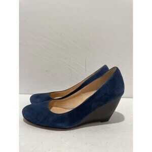 Cole Haan Womens shoes navy blue suede wedge heels size 8.5 Nike Air round toe